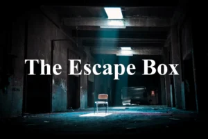 Mørkt lagerrom med stol – Escape Box teambuilding.